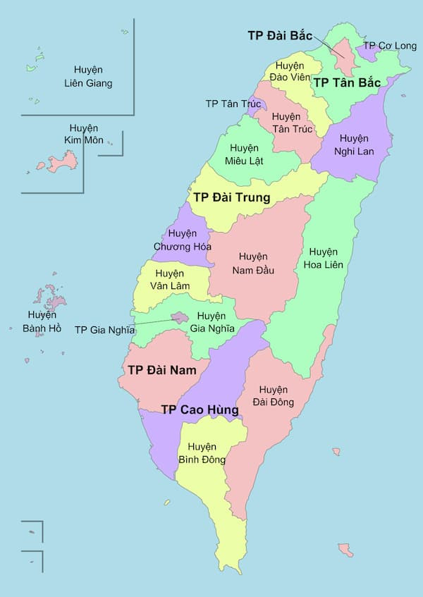 Bản đồ Trung Hoa Dân Quốc (Đài Loan) – Du học Đài Loan